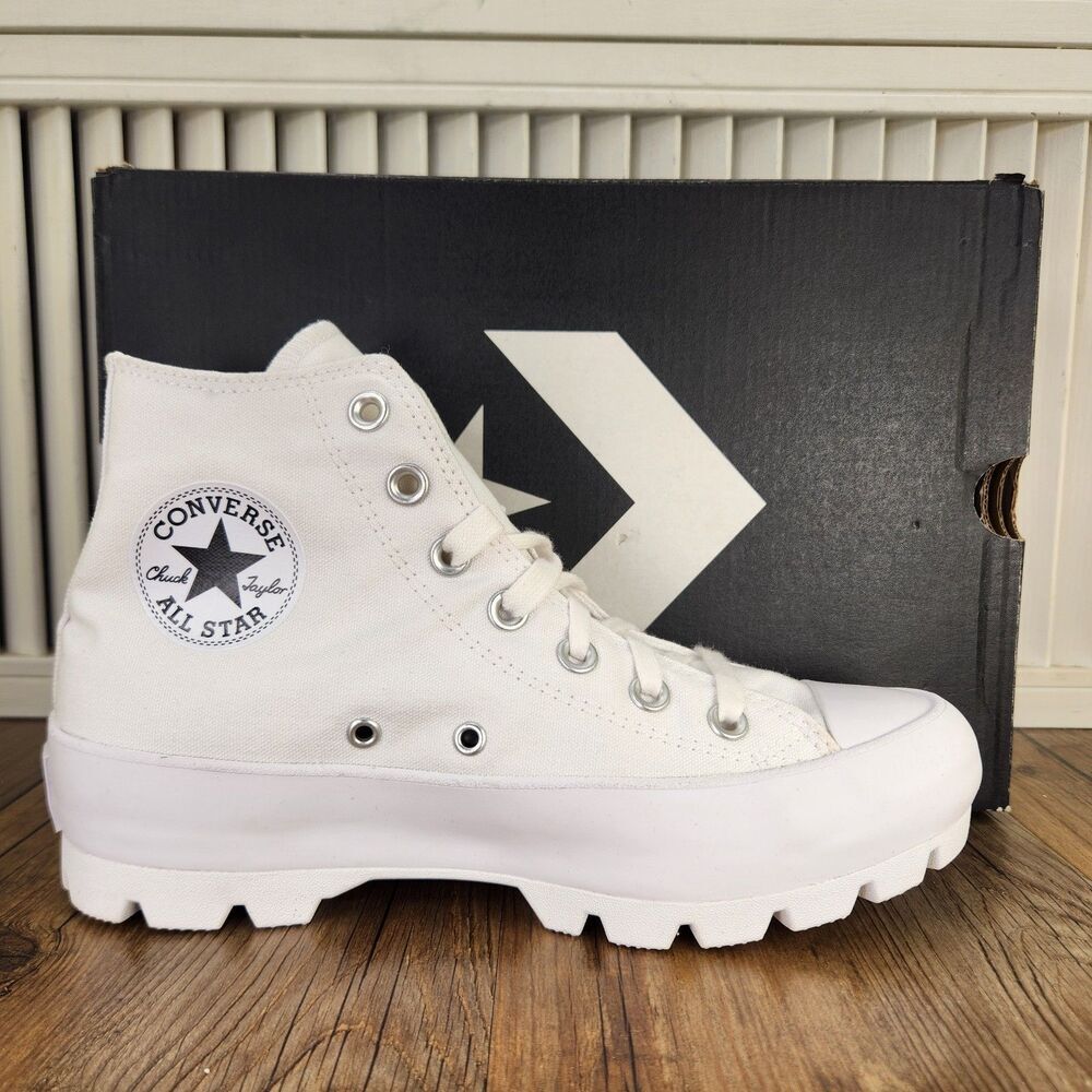 Converse CTAS Lugged Hi Womens 7.5 White Canvas Platform Sneakers Shoes 565902C